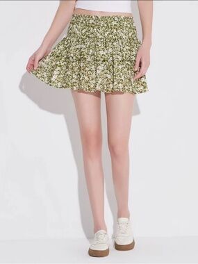 Wild Fable Women's Ruffle Mini Skort - Green Floral - S
